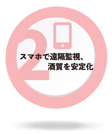 スマホで遠隔監視、酒質を安定化