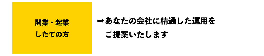 開業・起業 したての方➡あなたの会社に精通した運用をご提案いたします